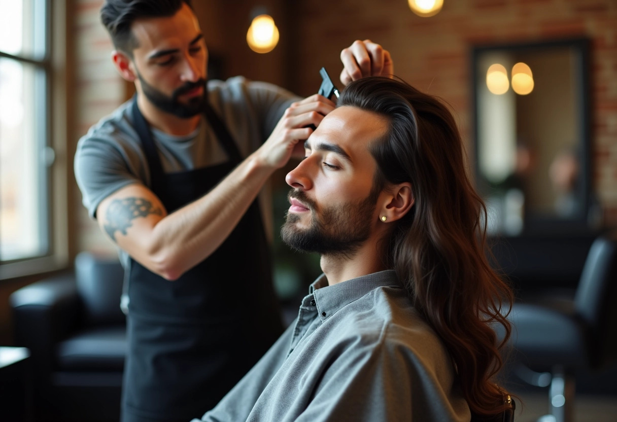 homme cheveux longs